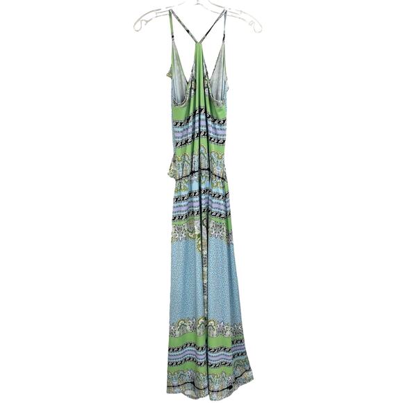 Julian Chang Multicolor Paisley Mixed Print Belted Sleeveless Maxi Dress XS - Picture 4 of 5